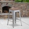 Flash Furniture 24" Silver Metal Counter Stool