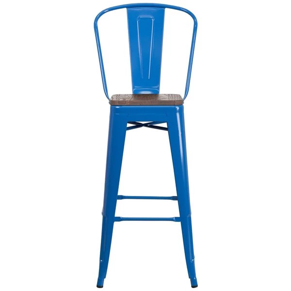 Flash Furniture Metal Barstool, 30", Blue, Seat Material: Wood 8 Flash Furniture Metal Barstool, 30", Blue, Seat Material: Wood - Image 6