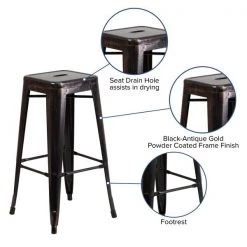 Flash Furniture Antiq Backless Metal Stool, 30" -Kitchen & Dining Furniture Sales Store Grainger CHxx31320xx30xxBQxxGGxxinset4xxf87c96