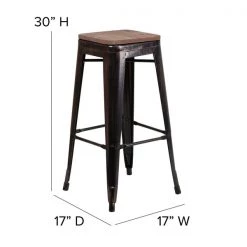 Flash Furniture Antique Metal Stool, 30", Black -Kitchen & Dining Furniture Sales Store Grainger CHxx31320xx30xxBQxxWDxxGGxxDIMSxx3ac6c5
