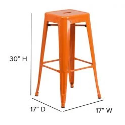 Flash Furniture Org Backless Metal Stool, 30" -Kitchen & Dining Furniture Sales Store Grainger CHxx31320xx30xxORxxGGxxDIMSxx1850cb