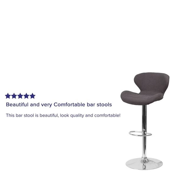 Flash Furniture Charcoal Fabric Barstool, Adj Height 10 Flash Furniture Charcoal Fabric Barstool, Adj Height - Image 8