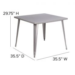 Flash Furniture Square 35.5" W, 35.5" L, 29.75" H, Metal Top, Grey -Kitchen & Dining Furniture Sales Store Grainger CHxx51050xx29xxSILxxGGxxDIMSxx2aab58