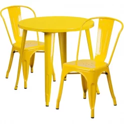 Flash Furniture Round 30" W, 30" L, 29.5" H, Metal Top, Yellow -Kitchen & Dining Furniture Sales Store Grainger CHxx51090THxx2xx18CAFExxYLxxGGxxce531c