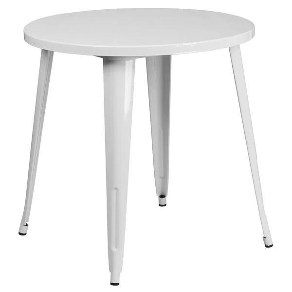 Flash Furniture Round 30" W, 30" L, 29.5" H, Metal Top, White 4 Flash Furniture Round 30" W, 30" L, 29.5" H, Metal Top, White - Image 2