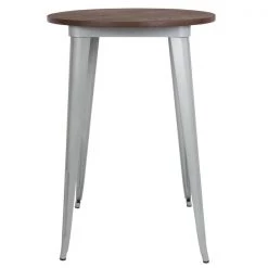 Flash Furniture Round Silver Metal Bar Table, 30", 30" W, 30" L, 42" H, Wood Top, Wood Grain -Kitchen & Dining Furniture Sales Store Grainger CHxx51090xx40M1xxSILxxGGxxinset1xx1844be