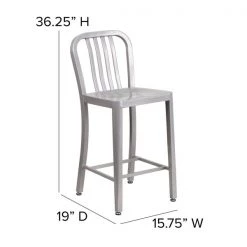 Flash Furniture Silver Metal Outdoor Stool, 24" -Kitchen & Dining Furniture Sales Store Grainger CHxx61200xx24xxSILxxGGxxDIMSxx24d151