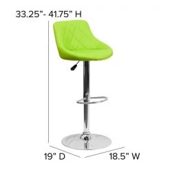 Flash Furniture Green Vinyl Barstool, Adj Height, Seat Height Range: 23" to 32" -Kitchen & Dining Furniture Sales Store Grainger CHxx82028AxxGRNxxGGxxDIMSxx26a862