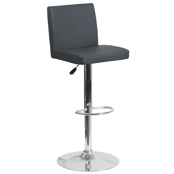 Flash Furniture Gray Vinyl Barstool, Adj Height, Backrest: Panel Back 5 Flash Furniture Gray Vinyl Barstool, Adj Height, Backrest: Panel Back - Image 3