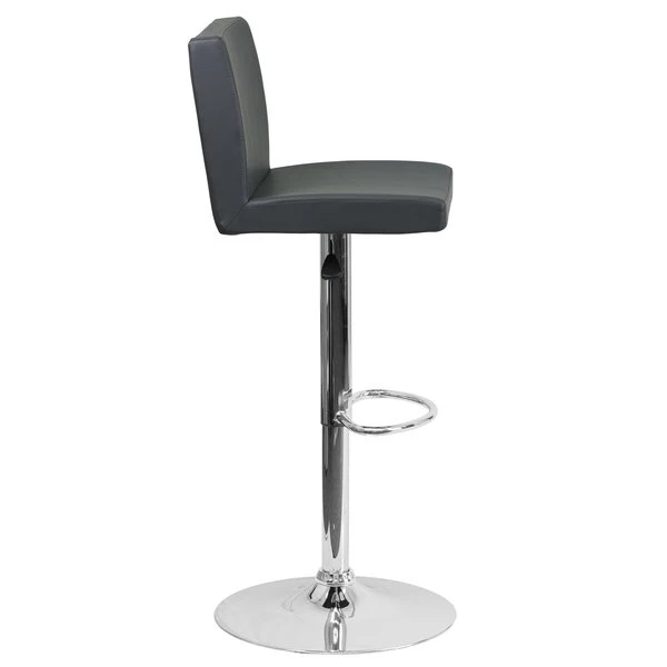 Flash Furniture Gray Vinyl Barstool, Adj Height, Backrest: Panel Back 8 Flash Furniture Gray Vinyl Barstool, Adj Height, Backrest: Panel Back - Image 6