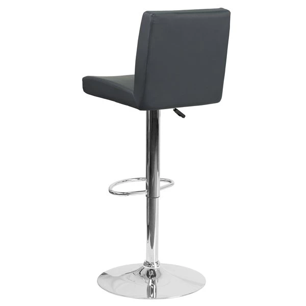 Flash Furniture Gray Vinyl Barstool, Adj Height, Backrest: Panel Back 6 Flash Furniture Gray Vinyl Barstool, Adj Height, Backrest: Panel Back - Image 4