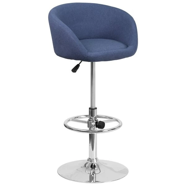 Flash Furniture Blue Fabric Barstool, Adj Height, Backrest: Barrel Back 11 Flash Furniture Blue Fabric Barstool, Adj Height, Backrest: Barrel Back - Image 9