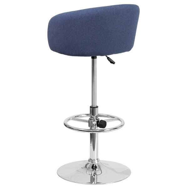 Flash Furniture Blue Fabric Barstool, Adj Height, Backrest: Barrel Back 6 Flash Furniture Blue Fabric Barstool, Adj Height, Backrest: Barrel Back - Image 4