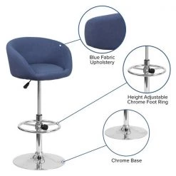 Flash Furniture Blue Fabric Barstool, Adj Height, Backrest: Barrel Back 16 Flash Furniture Blue Fabric Barstool, Adj Height, Backrest: Barrel Back -Kitchen & Dining Furniture Sales Store Grainger CHxxTC3xx1066LxxBLFABxxGGxxinset4xx30bf12