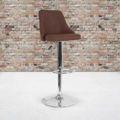 Flash Furniture Chair, Trieste, Adj Barstool, Brown Fabric