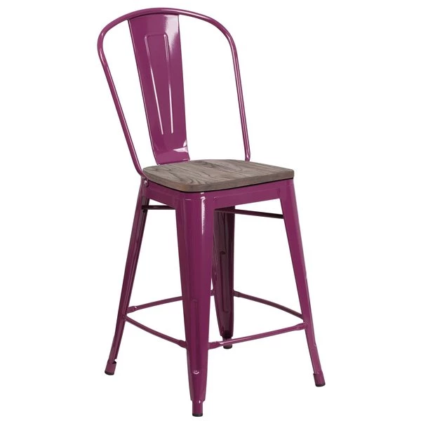 Flash Furniture Metal Counter Stool, 24", Purple 7 Flash Furniture Metal Counter Stool, 24", Purple - Image 5