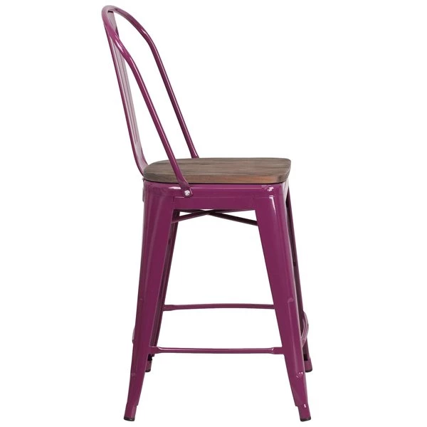 Flash Furniture Metal Counter Stool, 24", Purple 4 Flash Furniture Metal Counter Stool, 24", Purple - Image 2