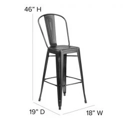 Flash Furniture Distressed Black Metal Stool, Seat Height Range: 30" -Kitchen & Dining Furniture Sales Store Grainger ETxx3534xx30xxBKxxGGxxDIMSxx8b2bda