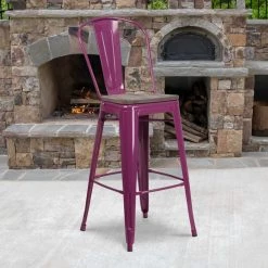 Flash Furniture Metal Bar Stool, 30", Purple