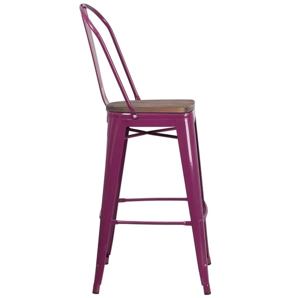 Flash Furniture Metal Bar Stool, 30", Purple 4 Flash Furniture Metal Bar Stool, 30", Purple - Image 2