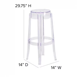 Flash Furniture Transparent Barstool, 29.75"H -Kitchen & Dining Furniture Sales Store Grainger FHxx118xxAPC2xxGGxxDIMSxx5eef2b