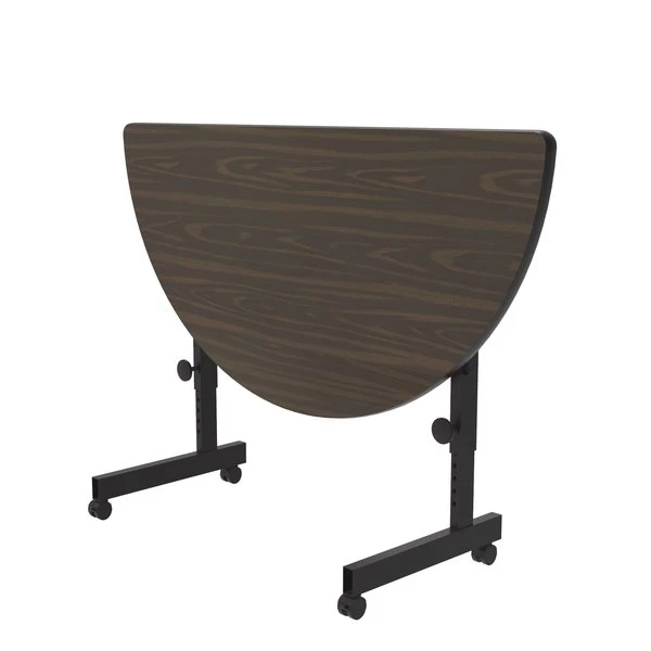 Correll, Inc. Deluxe Adjustable Height Flip Top Training Table, 24" W, 48" L, High Pressure Laminate Top, Walnut 5 Correll, Inc. Deluxe Adjustable Height Flip Top Training Table, 24" W, 48" L, High Pressure Laminate Top, Walnut - Image 3
