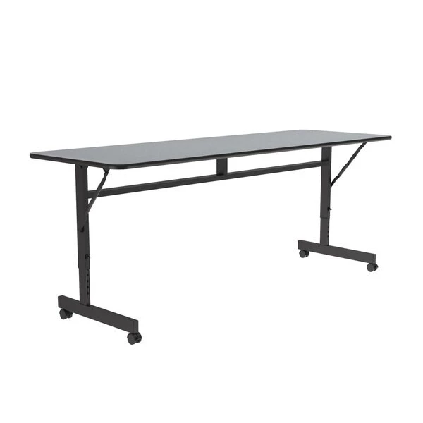 Correll, Inc. Deluxe Adjustable Height Flip Top Training Table, 24" W, 72" L, Melamine Laminate Top, Gray Granite 4 Correll, Inc. Deluxe Adjustable Height Flip Top Training Table, 24" W, 72" L, Melamine Laminate Top, Gray Granite - Image 2