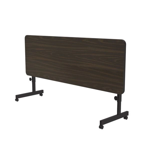 Correll, Inc. Deluxe Adjustable Height Flip Top Training Table, 24" W, 72" L, High Pressure Laminate Top, Walnut 4 Correll, Inc. Deluxe Adjustable Height Flip Top Training Table, 24" W, 72" L, High Pressure Laminate Top, Walnut - Image 2