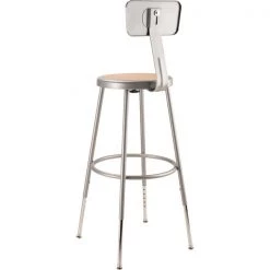 National Public Seating Round Stool with Backrest, Height 25" to 30"Gray -Kitchen & Dining Furniture Sales Store Grainger G7492633xx04xxda5087