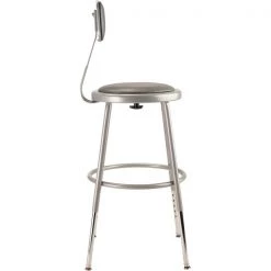 National Public Seating Round Stool with Backrest, Height 19" to 27"Gray -Kitchen & Dining Furniture Sales Store Grainger G7586835xx03xxe19728