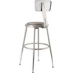 National Public Seating Round Stool with Backrest, Height 19" to 27"Gray -Kitchen & Dining Furniture Sales Store Grainger G7586835xx04xx3f8ab8