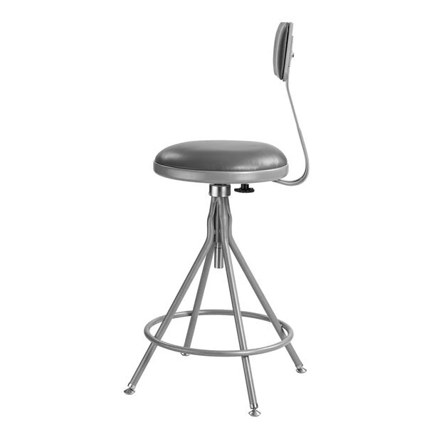 National Public Seating Round Stool with Backrest, Height 24" to 28"Gray 8 National Public Seating Round Stool with Backrest, Height 24" to 28"Gray - Image 6
