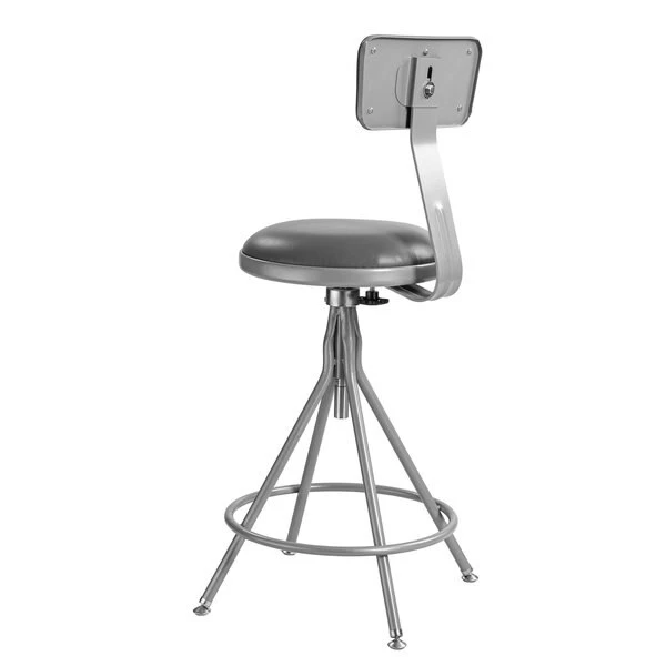 National Public Seating Round Stool with Backrest, Height 24" to 28"Gray 4 National Public Seating Round Stool with Backrest, Height 24" to 28"Gray - Image 2