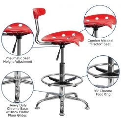 Flash Furniture Tractor Seat Stool, Red -Kitchen & Dining Furniture Sales Store Grainger LFxx215xxREDxxGGxxinset4xx0ad5cb