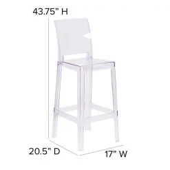 Flash Furniture Ghost Barstool, Square Back -Kitchen & Dining Furniture Sales Store Grainger OWxxSQUAREBACKxx29xxGGxxDIMSxxae3e6a