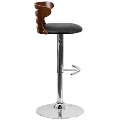 Flash Furniture Wood Barstool, Walnut, Cutout Bk, Black, Seat Height Range: 24" to 32" -Kitchen & Dining Furniture Sales Store Grainger SDxx2019xxWALxxGGxxinset1xx3322a3