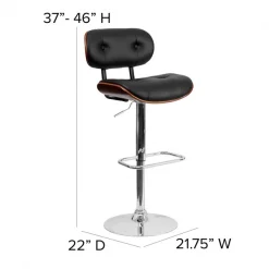 Flash Furniture Wood Barstool, Walnut, Tufted, Black 16 Flash Furniture Wood Barstool, Walnut, Tufted, Black -Kitchen & Dining Furniture Sales Store Grainger SDxx2228xxWALxxGGxxDIMSxx3b1221