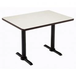 Rectangle KFI Mode 30" x 60" Conference Table, Crisp Linen Finish, Black T-leg Base, Bistro Height