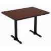 Rectangle KFI Mode 30" x 60" Conference Table, Mahogany Finish, Black T-leg Base, Bistro Height