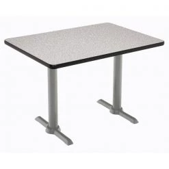 Rectangle KFI Mode 30" x 60" Conference Table, Grey Nebula Finish, Silver T-leg Base, Bistro Height
