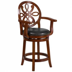 Flash Furniture Brandy Wood Stool w/Arms, 26" -Kitchen & Dining Furniture Sales Store Grainger TAxx550226xxBDYxxGGxx52b6c8