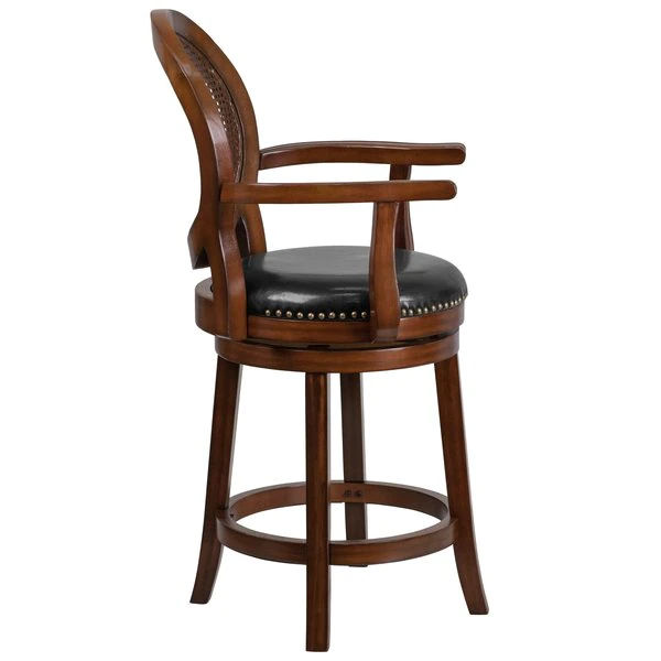 Flash Furniture Expresso Wood Stool w/Arms, 26" 11 Flash Furniture Expresso Wood Stool w/Arms, 26" - Image 9