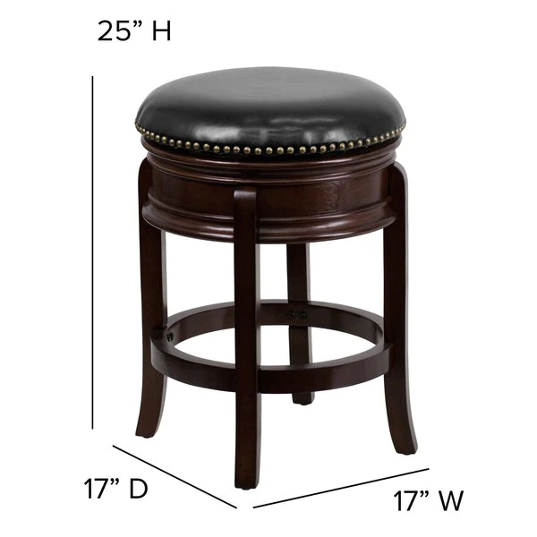 Flash Furniture Backless Stool, Cappuccino, 24", Seat Height Range: 25" 8 Flash Furniture Backless Stool, Cappuccino, 24", Seat Height Range: 25" - Image 6
