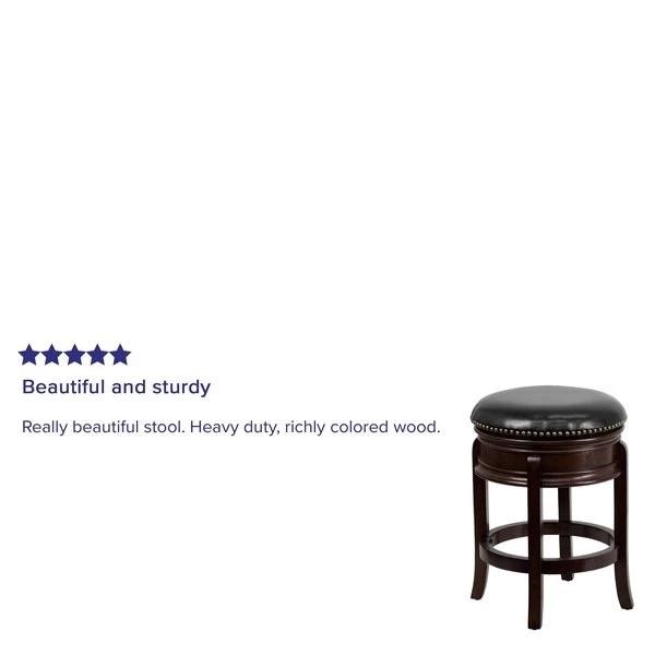 Flash Furniture Backless Stool, Cappuccino, 24", Seat Height Range: 25" 4 Flash Furniture Backless Stool, Cappuccino, 24", Seat Height Range: 25" - Image 2