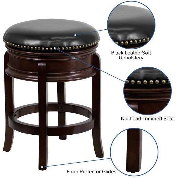 Flash Furniture Backless Stool, Cappuccino, 24", Seat Height Range: 25" 11 Flash Furniture Backless Stool, Cappuccino, 24", Seat Height Range: 25" - Image 9