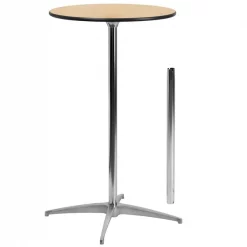 Flash Furniture Pub Table w/2 Clmns, Rnd, Wood, Al Base, 24", 24" W, 24" L, 42" H, Wood Top, Wood Grain -Kitchen & Dining Furniture Sales Store Grainger XAxx24xxCOTAxxGGxx6ed06a