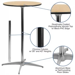 Flash Furniture Pub Table w/2 Columns, Round, 30", 30" W, 30" L, 42" H, Wood Top, Wood Grain 15 Flash Furniture Pub Table w/2 Columns, Round, 30", 30" W, 30" L, 42" H, Wood Top, Wood Grain -Kitchen & Dining Furniture Sales Store Grainger XAxx30xxCOTAxxGGxxinset4xxe154d4