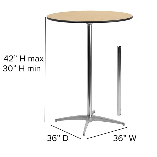 Flash Furniture Pub Table w/2 Columns, Rnd, Brchwd Top, 36", 36" W, 36" L, 42" H, Wood Top, Wood Grain 9 Flash Furniture Pub Table w/2 Columns, Rnd, Brchwd Top, 36", 36" W, 36" L, 42" H, Wood Top, Wood Grain - Image 7