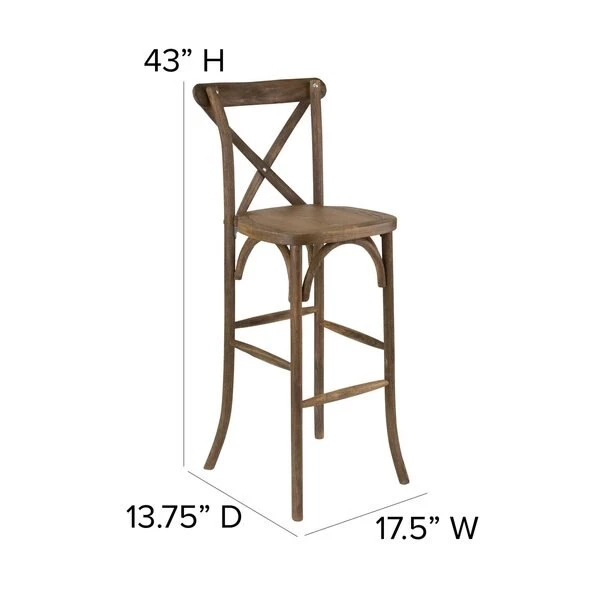 Flash Furniture Barstool, Antique, Cross Back 9 Flash Furniture Barstool, Antique, Cross Back - Image 7