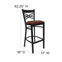 Flash Furniture Restaurant Stool, X Back, Burgundy Seat -Kitchen & Dining Furniture Sales Store Grainger XUxx6F8BXBKxxBARxxBURVxxGGxxDIMSxx2b6262